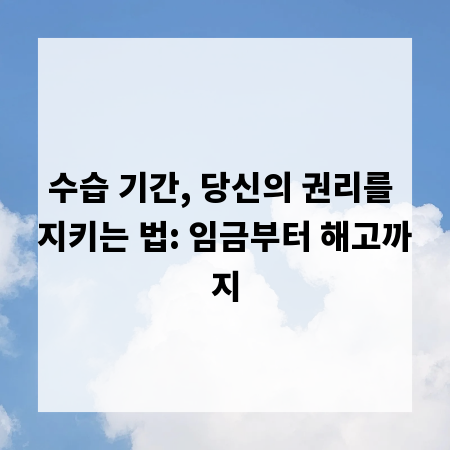 수습 기간, 당신의 권리를 지키는 법: 임금부터 해고까지