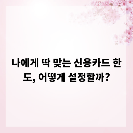 나에게 딱 맞는 신용카드 한도, 어떻게 설정할까?