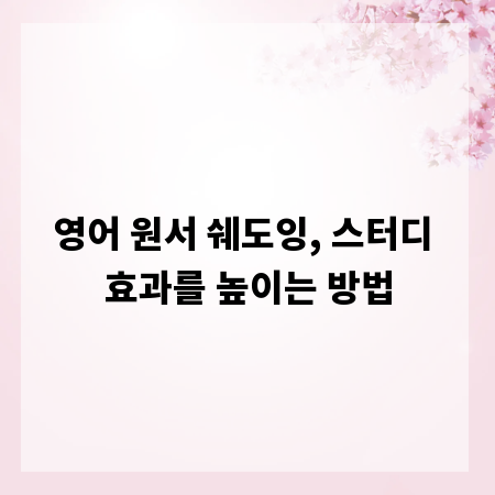 영어 원서 쉐도잉, 스터디 효과를 높이는 방법