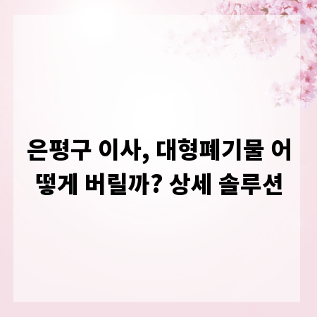 은평구 이사, 대형폐기물 어떻게 버릴까? 상세 솔루션