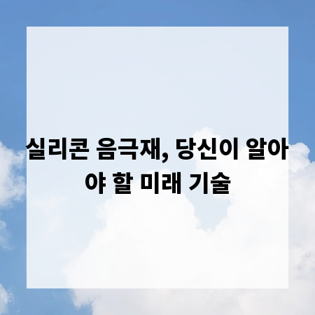 실리콘 음극재, 당신이 알아야 할 미래 기술
