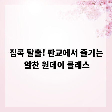 집콕 탈출! 판교에서 즐기는 알찬 원데이 클래스