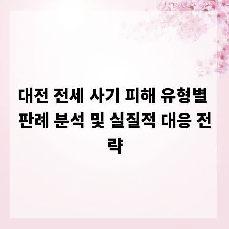 대전 전세 사기 피해 유형별 판례 분석 및 실질적 대응 전략