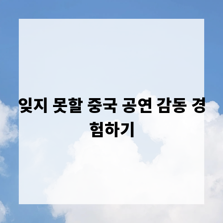 잊지 못할 중국 공연 감동 경험하기