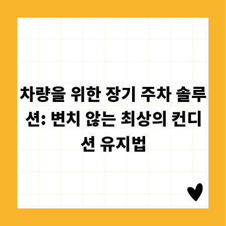 차량을 위한 장기 주차 솔루션: 변치 않는 최상의 컨디션 유지법