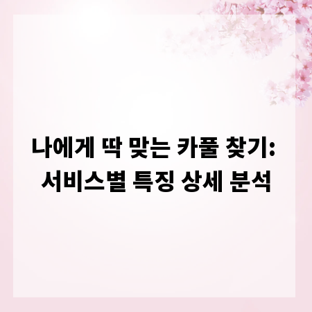 나에게 딱 맞는 카풀 찾기: 서비스별 특징 상세 분석