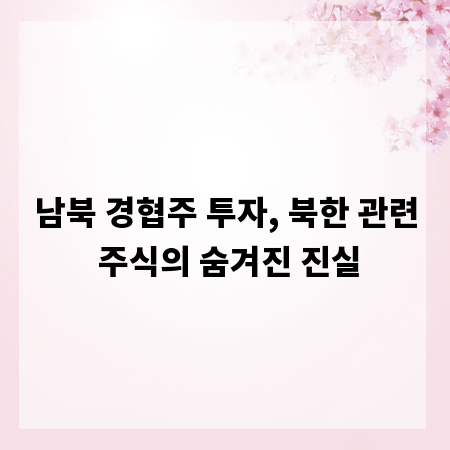 남북 경협주 투자, 북한 관련 주식의 숨겨진 진실