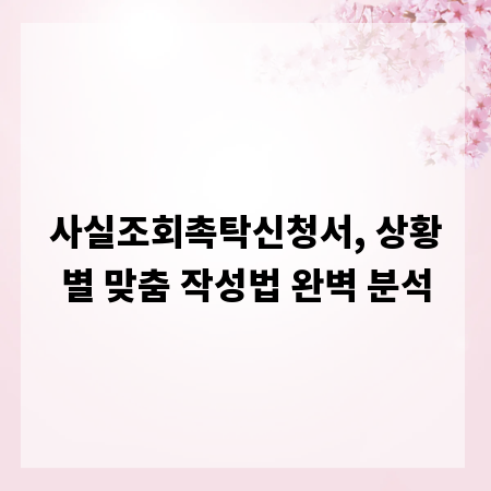 사실조회촉탁신청서, 상황별 맞춤 작성법 완벽 분석