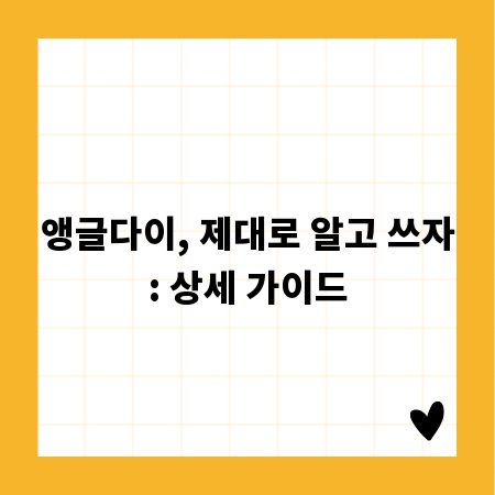 앵글다이, 제대로 알고 쓰자: 상세 가이드