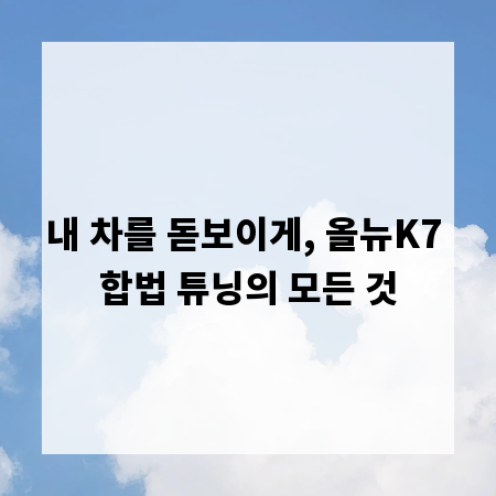 내 차를 돋보이게, 올뉴K7 합법 튜닝의 모든 것
