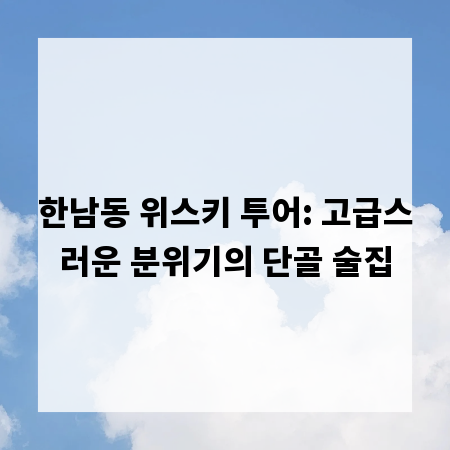 한남동 위스키 투어: 고급스러운 분위기의 단골 술집