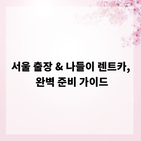 서울 출장 & 나들이 렌트카, 완벽 준비 가이드