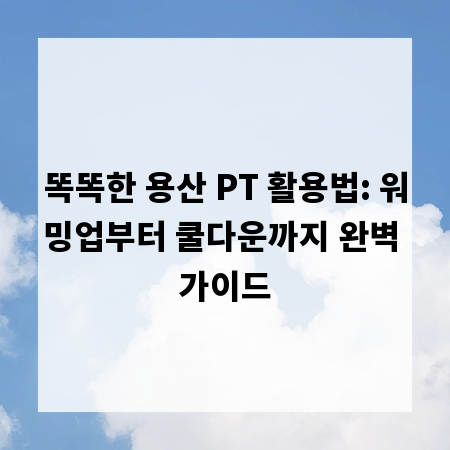 똑똑한 용산 PT 활용법: 워밍업부터 쿨다운까지 완벽 가이드