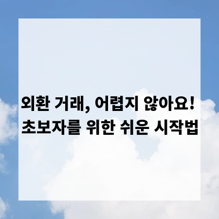 외환 거래, 어렵지 않아요! 초보자를 위한 쉬운 시작법