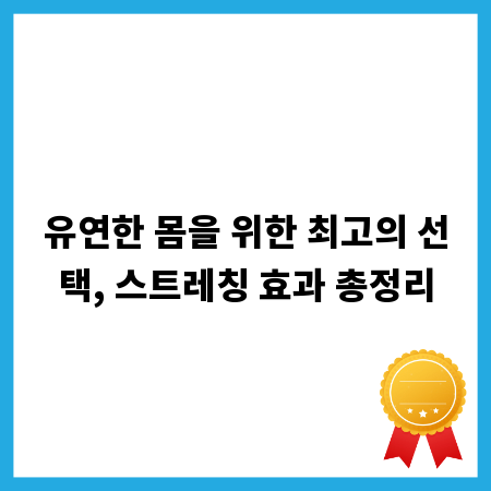 유연한 몸을 위한 최고의 선택, 스트레칭 효과 총정리