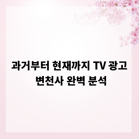 과거부터 현재까지 TV 광고 변천사 완벽 분석