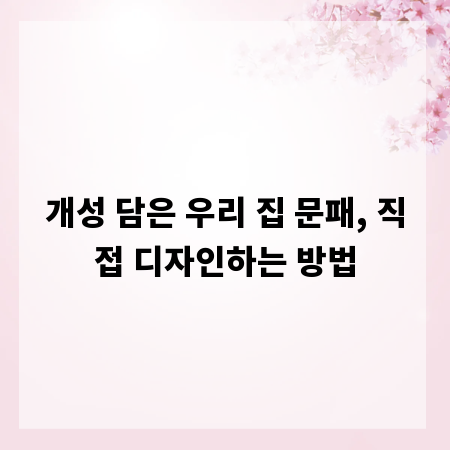 개성 담은 우리 집 문패, 직접 디자인하는 방법