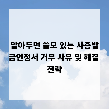 알아두면 쓸모 있는 사증발급인정서 거부 사유 및 해결 전략