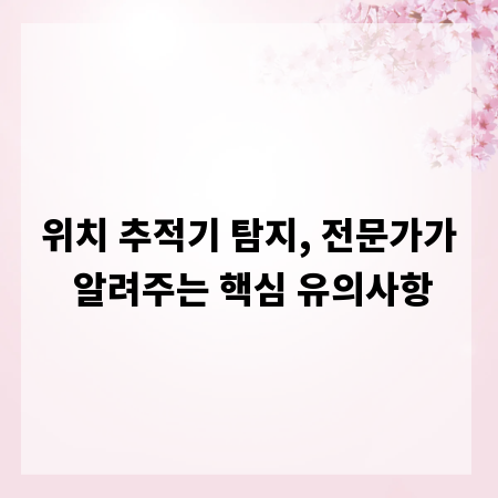 위치 추적기 탐지, 전문가가 알려주는 핵심 유의사항