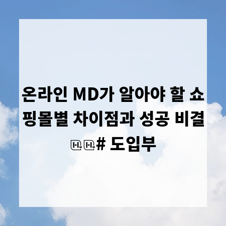 온라인 MD가 알아야 할 쇼핑몰별 차이점과 성공 비결
# 도입부