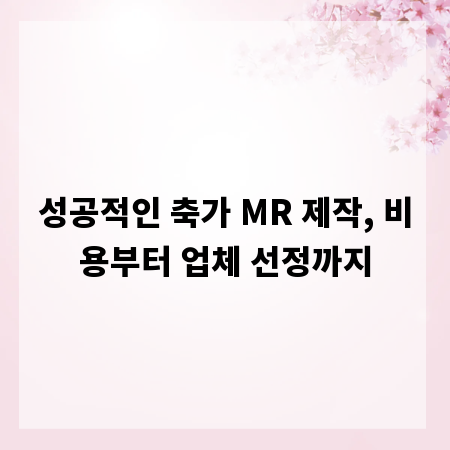 성공적인 축가 MR 제작, 비용부터 업체 선정까지