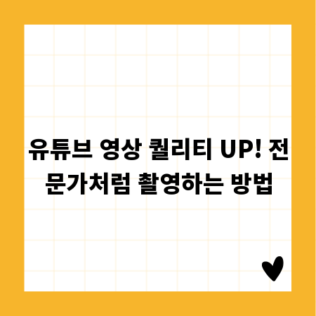 유튜브 영상 퀄리티 UP! 전문가처럼 촬영하는 방법