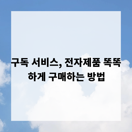 구독 서비스, 전자제품 똑똑하게 구매하는 방법