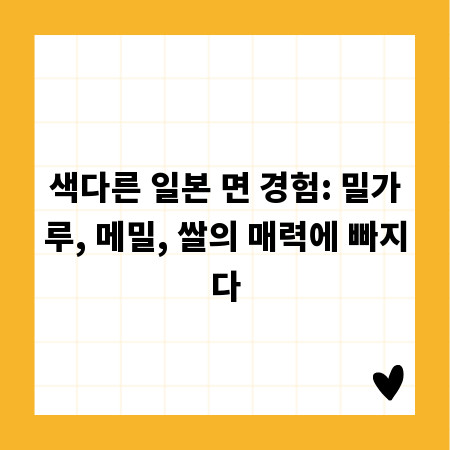 색다른 일본 면 경험: 밀가루, 메밀, 쌀의 매력에 빠지다