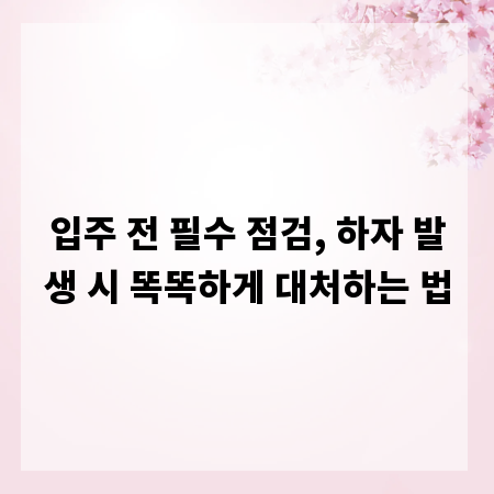 입주 전 필수 점검, 하자 발생 시 똑똑하게 대처하는 법