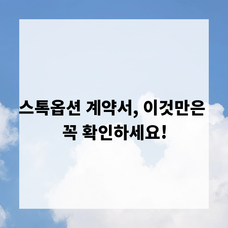 스톡옵션 계약서, 이것만은 꼭 확인하세요!
