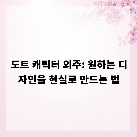 도트 캐릭터 외주: 원하는 디자인을 현실로 만드는 법