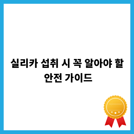 실리카 섭취 시 꼭 알아야 할 안전 가이드