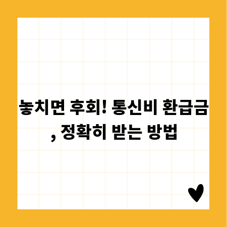 놓치면 후회! 통신비 환급금, 정확히 받는 방법